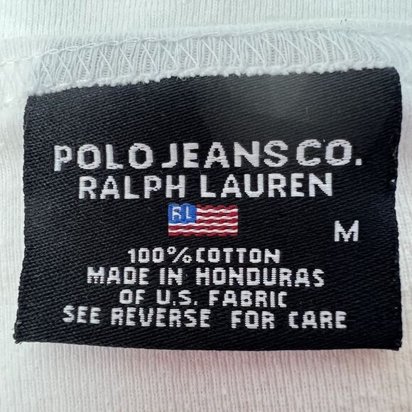 Vintage Polo Jeans Co. Ralph Lauren White Long Sleeve Logo Top Size M - Picture 5 of 5